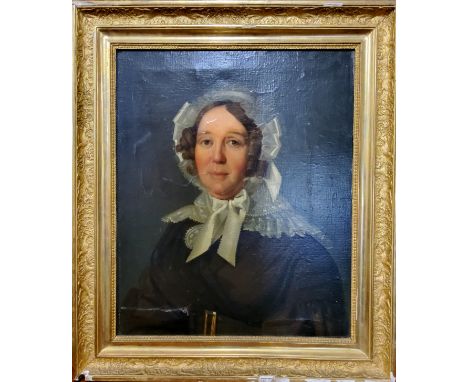French School (19th Century) Portrait of Marie Caroline,  Label to verso reads Héricourt (1788-1866) Oil on canvas,&nbsp; per