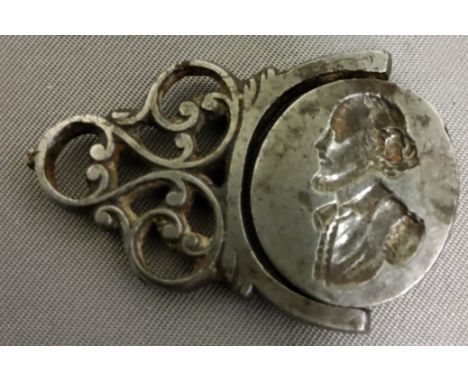 An&nbsp; 18th century steel swivel seal, with portrait bust and Britannia, 4cm long 