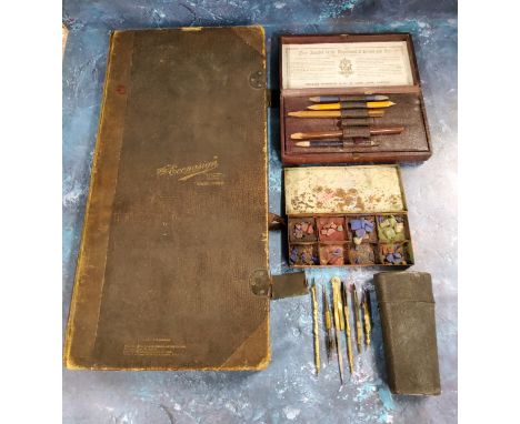 A set of late 19th century drawing instruments, to include compass and other instruments, tapering black shagreen case, 13cm 