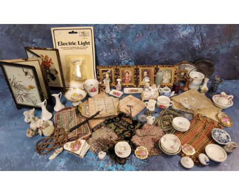 Doll House Accessories - rugs, mats, carpets, carpet beater, ceramics, paintings, etc 