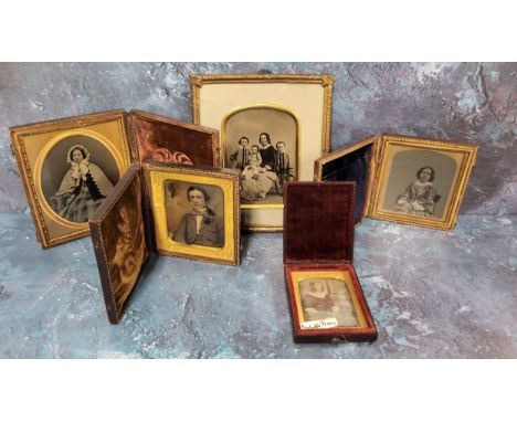 A Victorian ambrotype photograph, of Hannah Metcalf, nee Williams,&nbsp; seated, 11cm long, cased;&nbsp; others;&nbsp; a Dagu