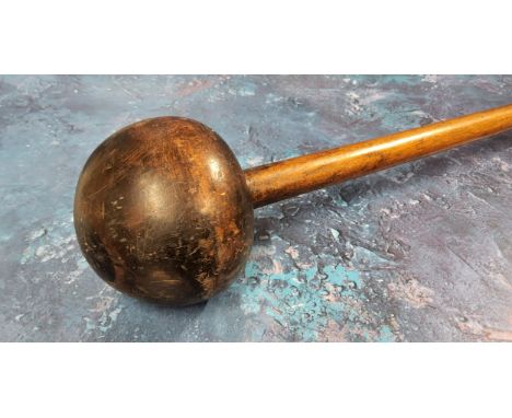 Tribal Art - a Zulu knobkerrie, globular head, 67cm long, South Africa 