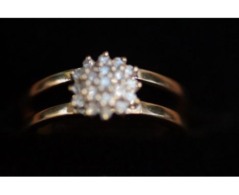 9ct Gold diamond cluster ring Size O