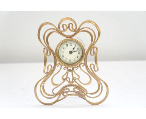 Art Nouveau brass mantle clock (Currently ticking) Height 17 cm 