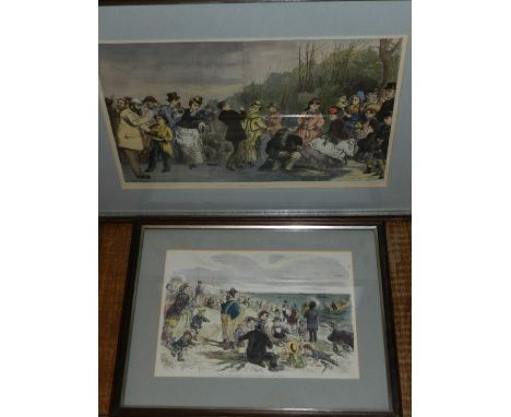 A John Leech 'Eight Hours at the Sea-side', print, H. 25cm, W. 36cm, together with one other print by Edward Hughes, 'Winter 