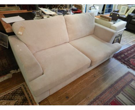 A contemporary mink two seater upholstered sofa, W. 193cm