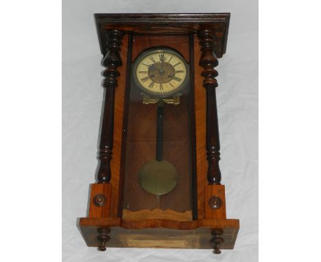 A 19th century Vienna regulator clock, by Friedrich Mauthe Schwenningen, mahogany cased with striking columns, striking mecha