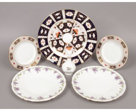 A group lot of ceramics to include Royal Crown Derby plate (second quality) two Royal Crown Derby side plates, Royal Worceste