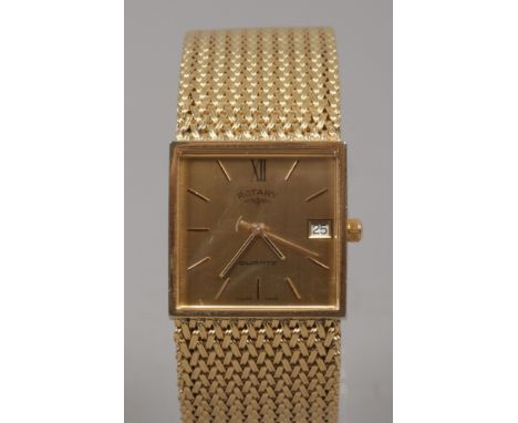 A gentleman's gold plated Rotary quartz bracelet watch with square dial.