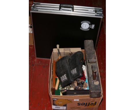 A box of miscellaneous to include tools, Diecast vehicles, boxed games, stoneware, folding beer pong table etc.