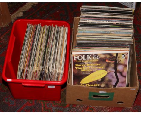 Two boxes of L.P records to include Elvis Presley, Diana Ross, Bob Dylan, Elton John etc.