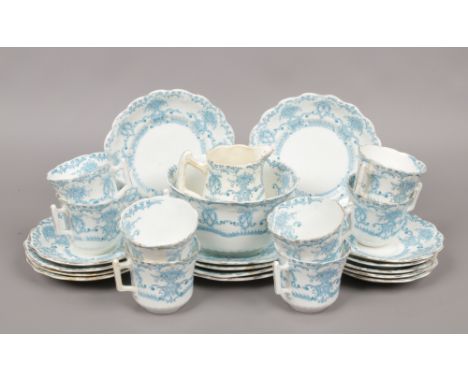 A Wellington china part tea service decorated in the Dove design, 25 pieces.