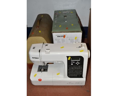 THREE ELECTRIC SEWING MACHINES, included a vintage Jones heavy duty in a case, Singer Talent 3321 in box, easy threading top 