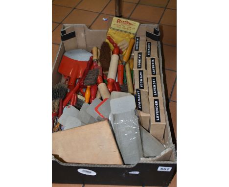 A COLLECTION OF VINTAGE CHILDRENS TOY HOUSEHOLD AND GARDEN ITEMS, many c.1950's manufactured by Remanco, to include brushes, 