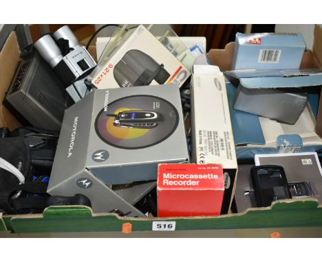 ONE BOX OF CAMERAS, MOBILE PHONES AND AUDIO EQUIPMENT, to include a boxed Motorola V620 mobile phone, Canon Sure Shot camera,