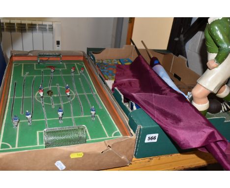 A QUANTITY OF FOOTBALL PROGRAMMES AND MEMORABILIA, to include a shop display plaster figure of a 1920's/1930's footballer in 