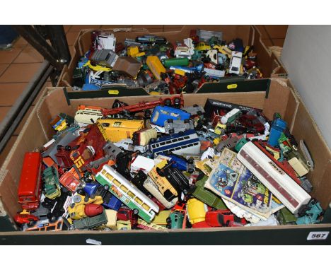 A LARGE QUANTITY OF UNBOXED AND ASSORTED PLAYWORN DIECAST VEHICLES, Dinky, Corgi, Matchbox (1-75, King Size, Major Pack, M-O-