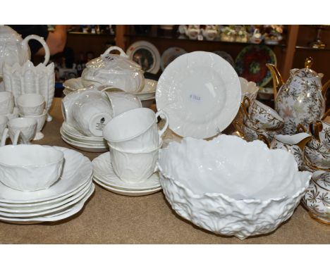 LARGE QUANTITY OF WHITE WEDGWOOD ''COUNTRYWARE'' DESIGN DINNER WARE, ALSO WITH A BAVARIAN TEA SET, AND A COALPORT BOWL, compr