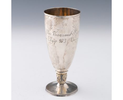 A Mappin & Webb silver limited edition commemorative chalice, the exterior engraved 'One Thousand Years of Monarchy - King Ed