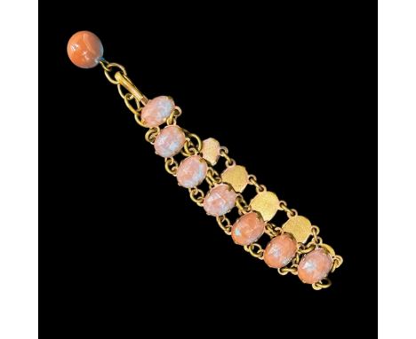 An early 20thC Czech Saphiret and gilt metal bracelet, claw set with twelve faceted oval Saphiret 'stones', fastening with a 