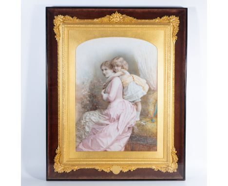 Messrs Lafayette Ltd of Dublin, a colour overpainted photographic reproduction portrait of a mother and her young daughter, p