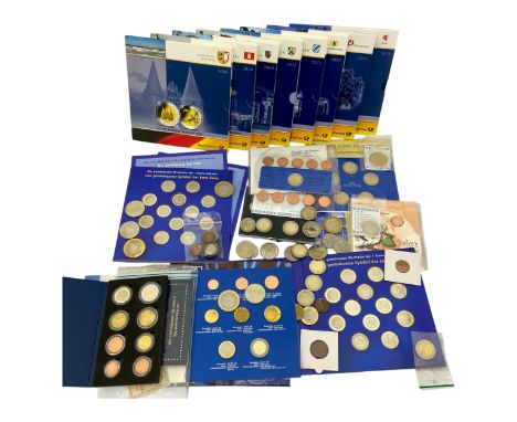 A collection of 20th and 21st century European coins comprising over one hundred euros (€100) in legal tender in proof sets a