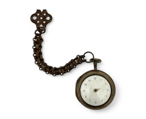 A mid-18thC Isaac Hadwen II silver cased verge pocket watch, the fusee movement signed in scrolling letters 'Isaac Hadwen Liv