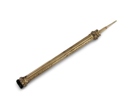 A mid-late 19thC American Albert Bagley, New York, 'Bagley's Patent Extension Penholder and Pencil', gold plated extendable c