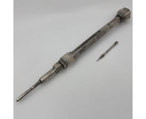 A unique mid-19thC and later over-sized exhibition quality silver propelling pencil, reputedly exhibited at the Great Exhibit