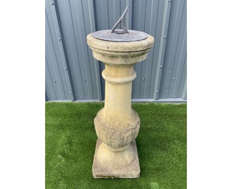 Lead, cast stone pedestal sundial, (�36 x H96) - THIS LOT IS TO BE COLLECTED BY APPOINTMENT FROM DUGGLEBY STORAGE, GREAT HILL
