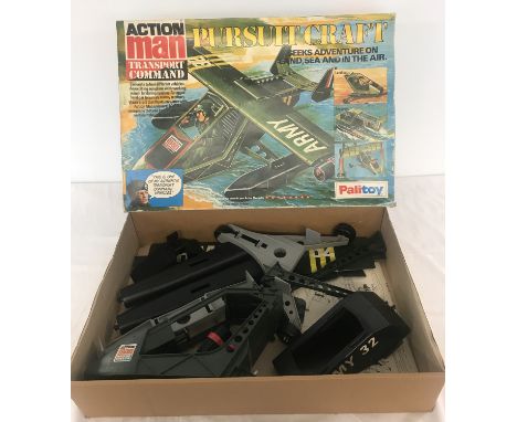 A vintage 1970's boxed Palitoy Action Man Transport Command Pursuit Craft. Complete with instructions. Complete except for ca