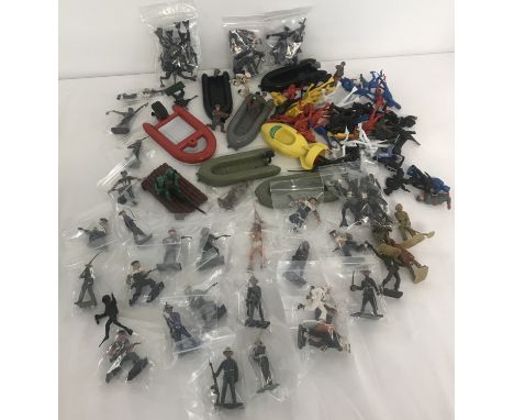 100+ vintage plastic sailors, marines, divers and dinghy's, 1:32 scale. To include examples by Cherilea, Lone Star and Timpo.