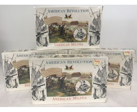 4 boxes of American Revolution, British Infantry plastic soldiers by A Call To Arms. 1:32 scale. 20 unpainted figures to each