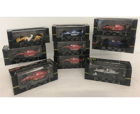 9 boxed Onyx F1 Collection model cars from 1990, 91 and 92 seasons. Comprising: 092 Barilla - Minardi, 121 Prost - Ferrari ,1