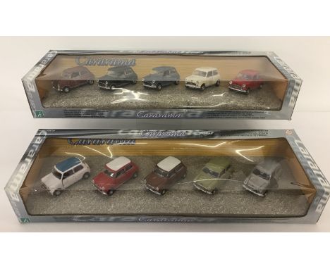 2 boxed sets of vintage Mini Cooper cars by Cararama. 1:43 scale.  From a private collection.