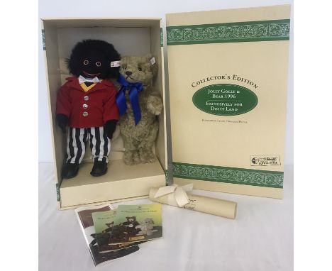 Steiff Jolly Golly &amp; Bear 1996 Ltd Edition boxed Collectors set. Limited to 1,500 pieces and made exclusively for Dolly L