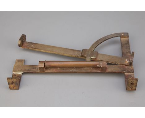 A Quadrant Clinometer for a Miners Dial19th century, in lacquered brass, with bubble level, rack and pinion operated open cli