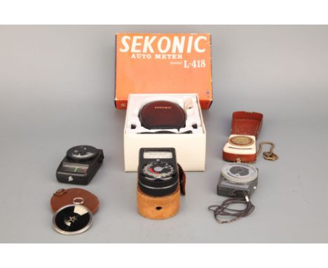 Light Meters,A boxed Sekonic L418 with Zeiss, Gossen and Vivitar models