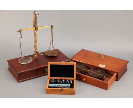 Shop Counter Scales,including a set by De Grave Short &amp; Co, which dissassembles into the drawer below, with another part 