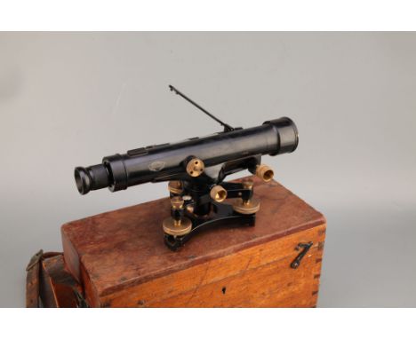 A Surveyors level, English, c.1920, signed 'W Ottway &amp; Co Ltd, Ealing London' finished in black lacquer and brass lacquer