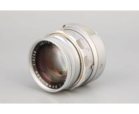 A Leitz Summicron f/2 50mm Dual-Range Lens,chrome, serial no. 1836801, some light internal fungus