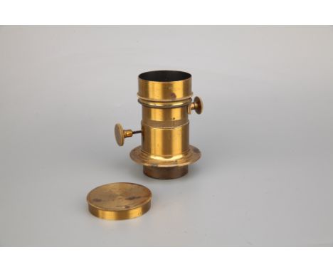 An Early Unmarked Brass Petzval Convertible Portrait Lens,