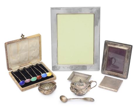 A collection of silver to include photograph frames and other items various dates, makers marksto include a rectangular easel