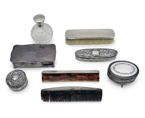A George V silver and enamel trinket box and other itemsvarious dates, makersfirst Birmingham, 1913, Deakin &amp; Francis, ov