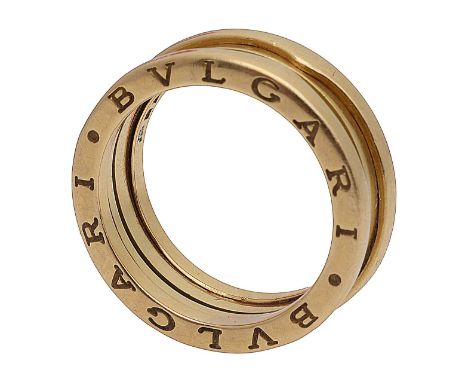 A Bulgari B.Zero yellow gold ringthe inner sides engraved BVLGARI, stamped 750 Made in Italysize leading edge R 1/2., total w