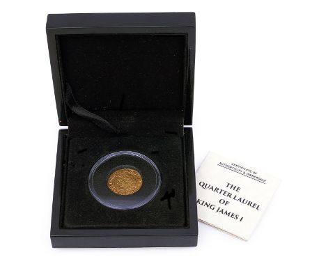 The Quarter Laurel of King James I, 1619-1625obverse; fourth laureate bust left, denomination behind, legend around with Lati
