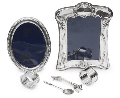 Two modern silver photograph frames and other itemsvarious dates, makerscomprising an Art Nouveau style photograph frame with