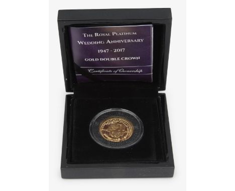 Royal Platinum Wedding Anniversary 9ct Gold Double Crown, 2017 Celebrating 70 years of marriage: 1947-2017 struck on November