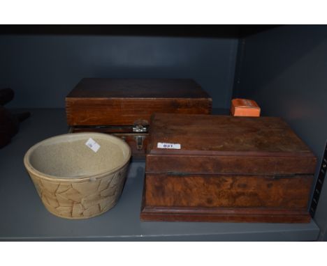 A vintage Ellams Ban-Tam duplicator number one model, a wooden jewellery box (AF) and a Vitry Ware studio pottery bowl etc.