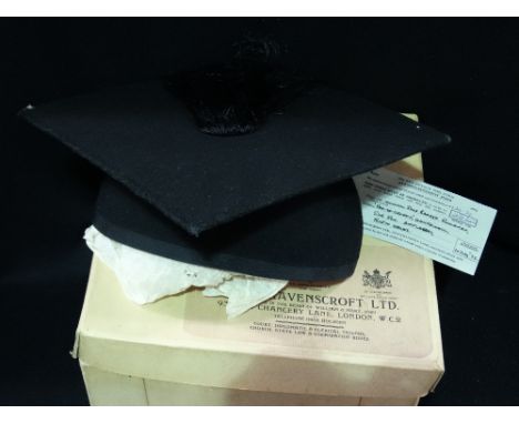A Vintage Graduation Cap In Original Box, Ede And Ravenscroft Ltd London